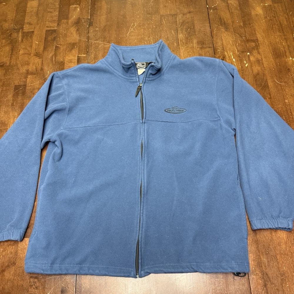 Team RealTree Mens Full Zip Fleece‎ Jacket Blue Large Outdoors Hunting Logo